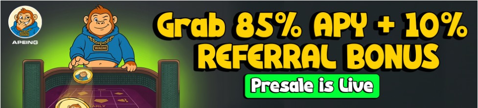 crypto presales 2026, Apeing presale, $APEING, Hyperliquid crypto, Uniswap crypto, meme coin presale, altcoin season, Apeing Stage 4, Banana Hoarders, top crypto presales